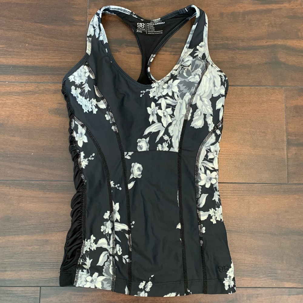 Albion Black Floral Racerback Tank Top